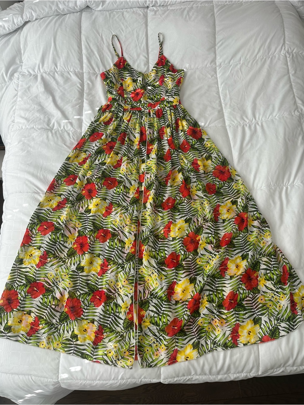 XOXO Girls Tropical Floral Maxi Dress in Red, Yellow & Green